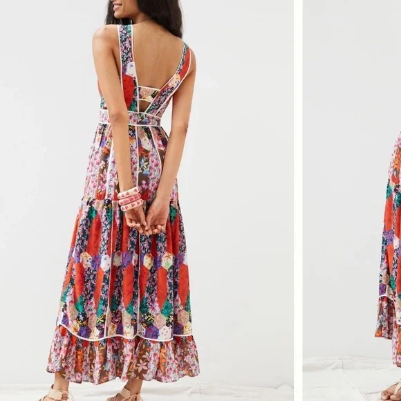 By Anthropologie red motif dress - size 2 - Picture 2 of 13